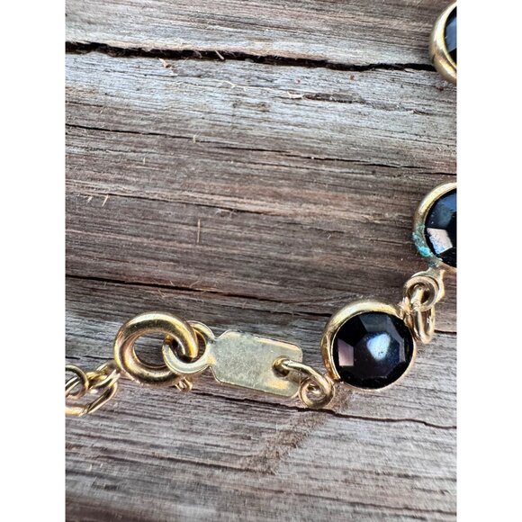 Swarovski Black Faceted Gold-Plated Bracelet Swan Logo - Picture 3 of 6